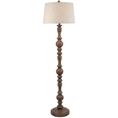 Braune Seraphia Stehlampe mit umrandeten Leinenschirm 154x41x41cm von unserer Tischlampe