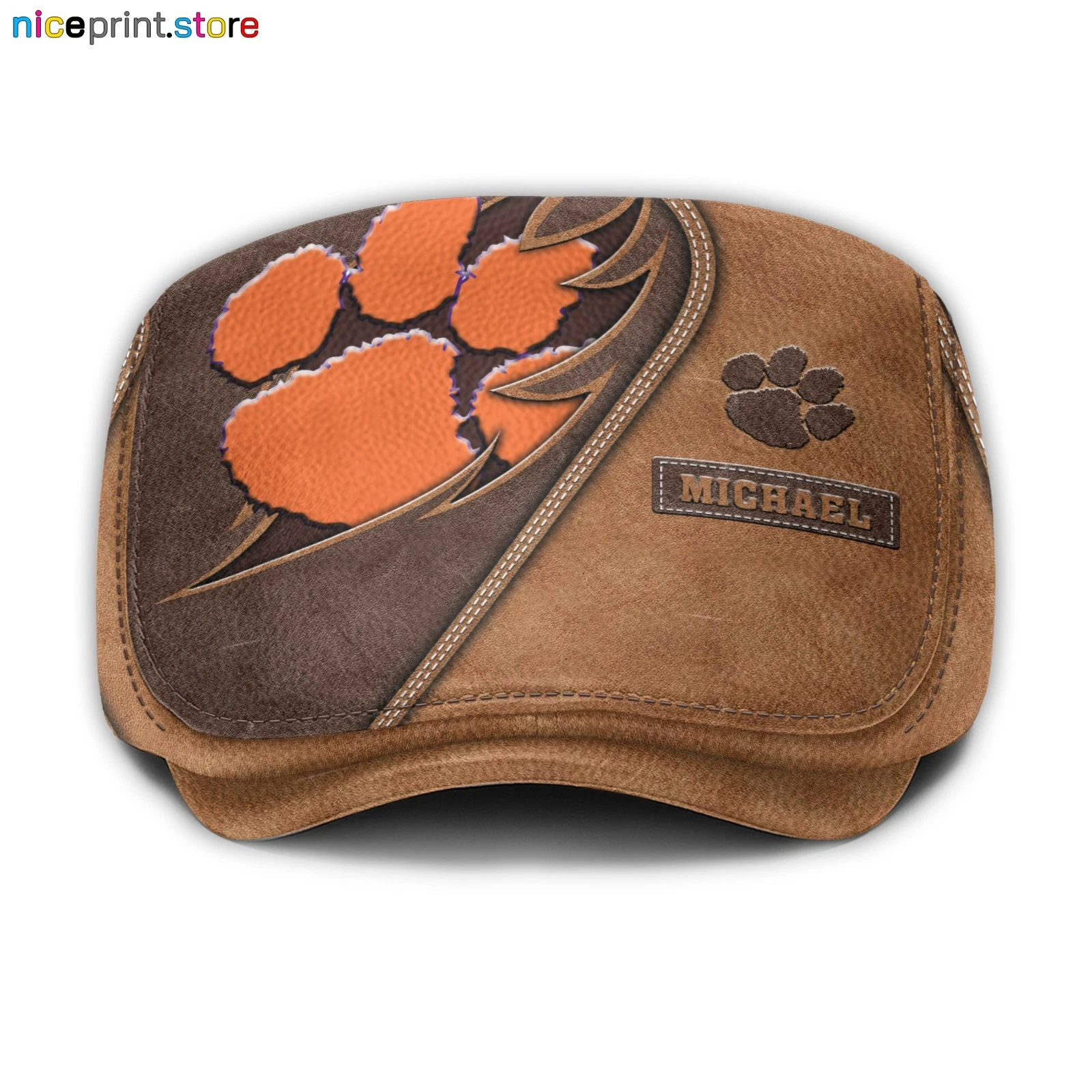 Leather Cap Clemson Team Tigers Jeff Cap NCAA Driver Cap Golf Cap NCAA Flat Cap