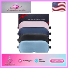 Ultra-Soft 4 Pack Adjustable Silk Sleep Masks - Perfect for Travel & Relaxation