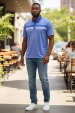 Callaway men's golf polo short sleeve 2xl Blue Stripes logo