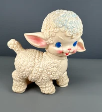 Vintage 1955 Sun Rubber Co. Lamb Sheep Squeaky Toy Head Turns Doesn't Squeak