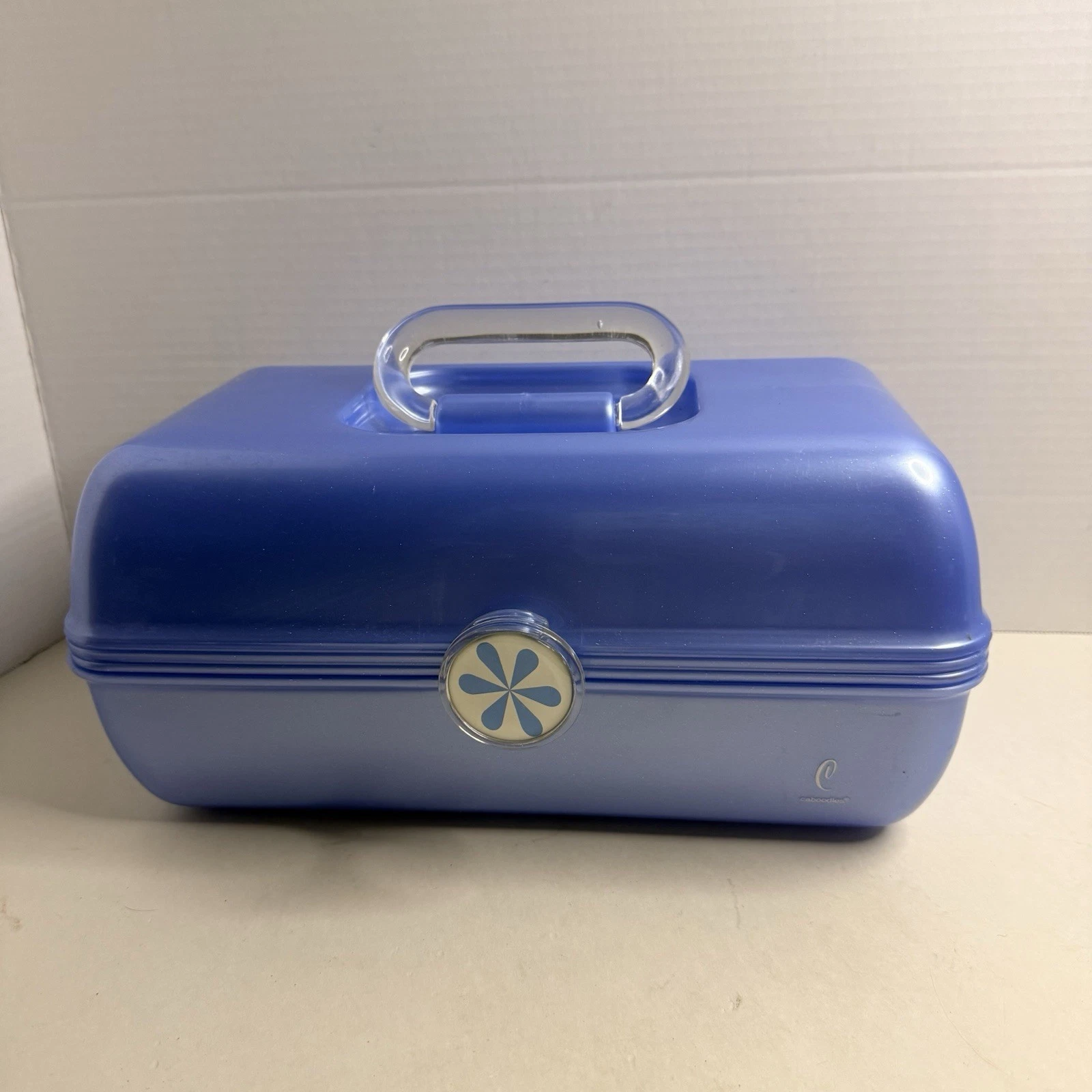 Vintage Caboodles Makeup Case Periwinkle Blue Retro Organizer Mirror USA