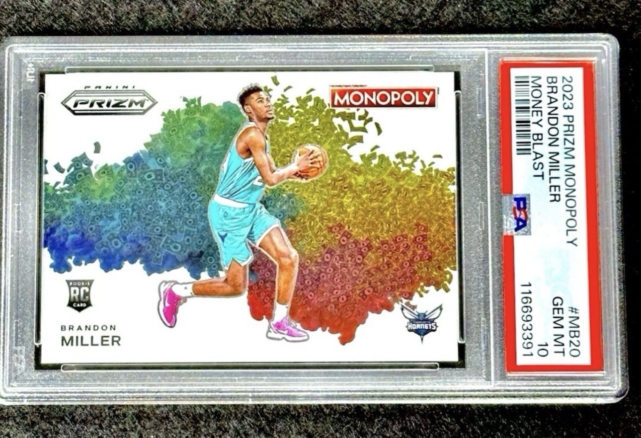 2023 Panini Prizm Monopoly Brandon Miller Rookie Money Blast PSA 10. Hornets