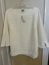 NWT Chico's Shirt Women's Size 3 US Size XL Ivory 3/4 Sleeve Slits Tunic