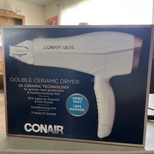 Conair Double Ceramic Hair Dryer, 1875W Hair Dryer Conditioning Ions Open Box