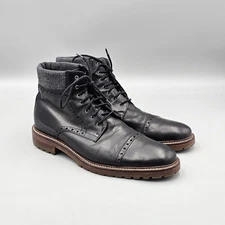 Johnston Murphy Men's Size 10.5 M US Chuck 1850 black Leather Cap Toe Boots READ