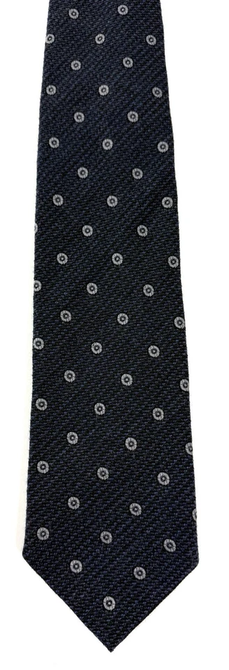 Ermenegildo Zegna Tie Striped Dots Textured Woven Wool Silk Made In Italy - Image 3 of 4