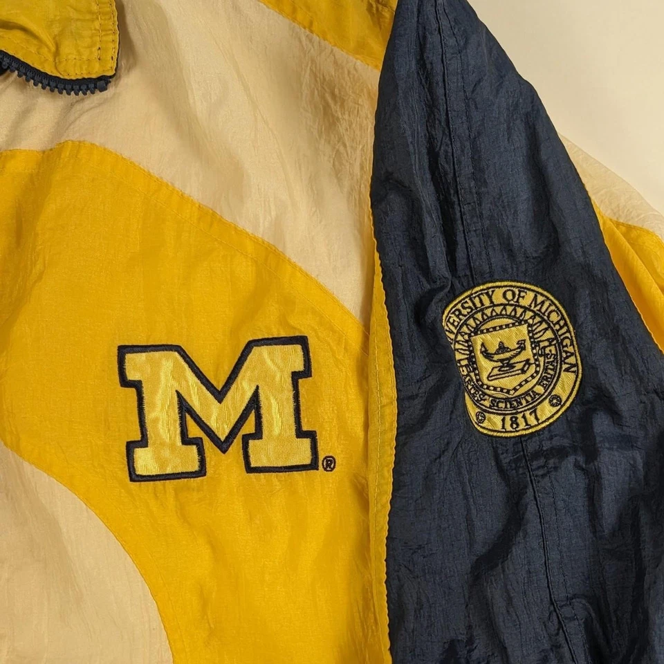 Vintage University of Michigan Football Windbreaker 90s Jacket Pro Player XXL - Image 3 of 4