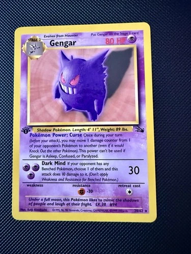 Pokémon TCG Gengar 20/62 Fossil 1st Edition Regular Rare HP