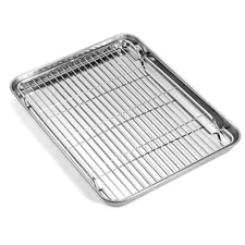 Baking Sheet with Wire Rack Set, Stainless Steel Cookie Sheet Baking Pan Toas...