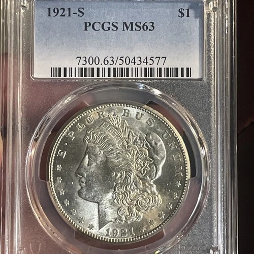 1921 S MORGAN SILVER DOLLAR PCGS MS63