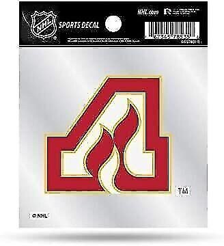 Calgary Flames 4x4 Inch Decal Sticker Retro Logo Clear Backing