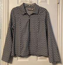 Chico's Black/White Diamond Jacquard Jannice Zippered Jacket Size 1 8/10 NWT