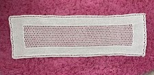 Vintage white 39  x 12  crocheted lace table runner