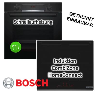 Herdset Bosch Backofen EcoClean mit Induktionskochfeld PowerBooster autark 60 cm