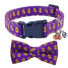 SuperBuddy Adjustable Dog Collar with Bowtie - Small Medium Large Sizes