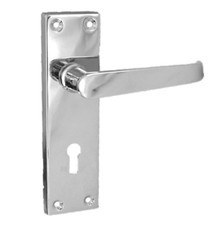 Victorian Straight Chrome Door Handles – Interior Lever Handles on Backplate