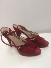 Valentino Garavani strappy red suede ankle strap heels size 38.5