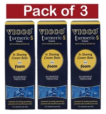 Pack of  3X VICCO TURMERIC-S IN Shaving Cream Base With Foam 70gm