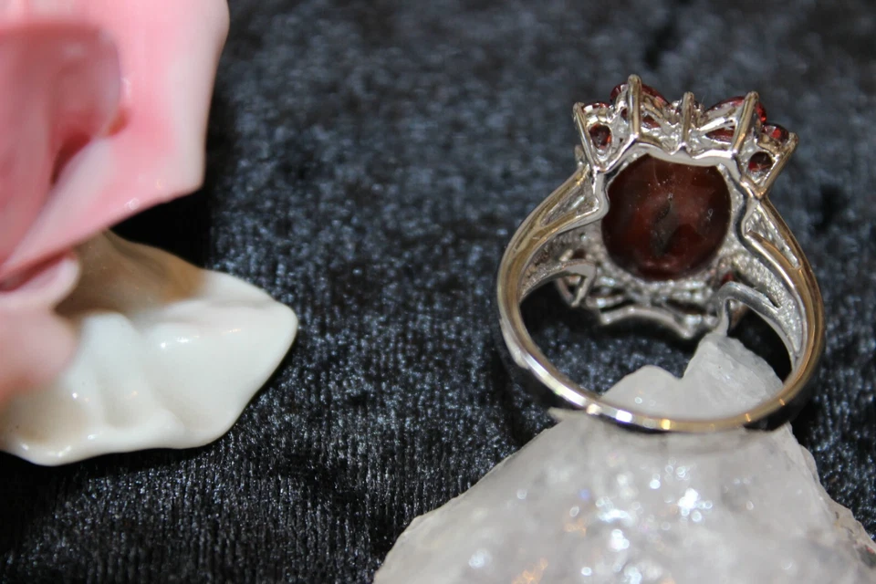 Silberring Edelsteinring Silber 925 Granat Große-62 (19,7 mm) - Bild 4 von 4