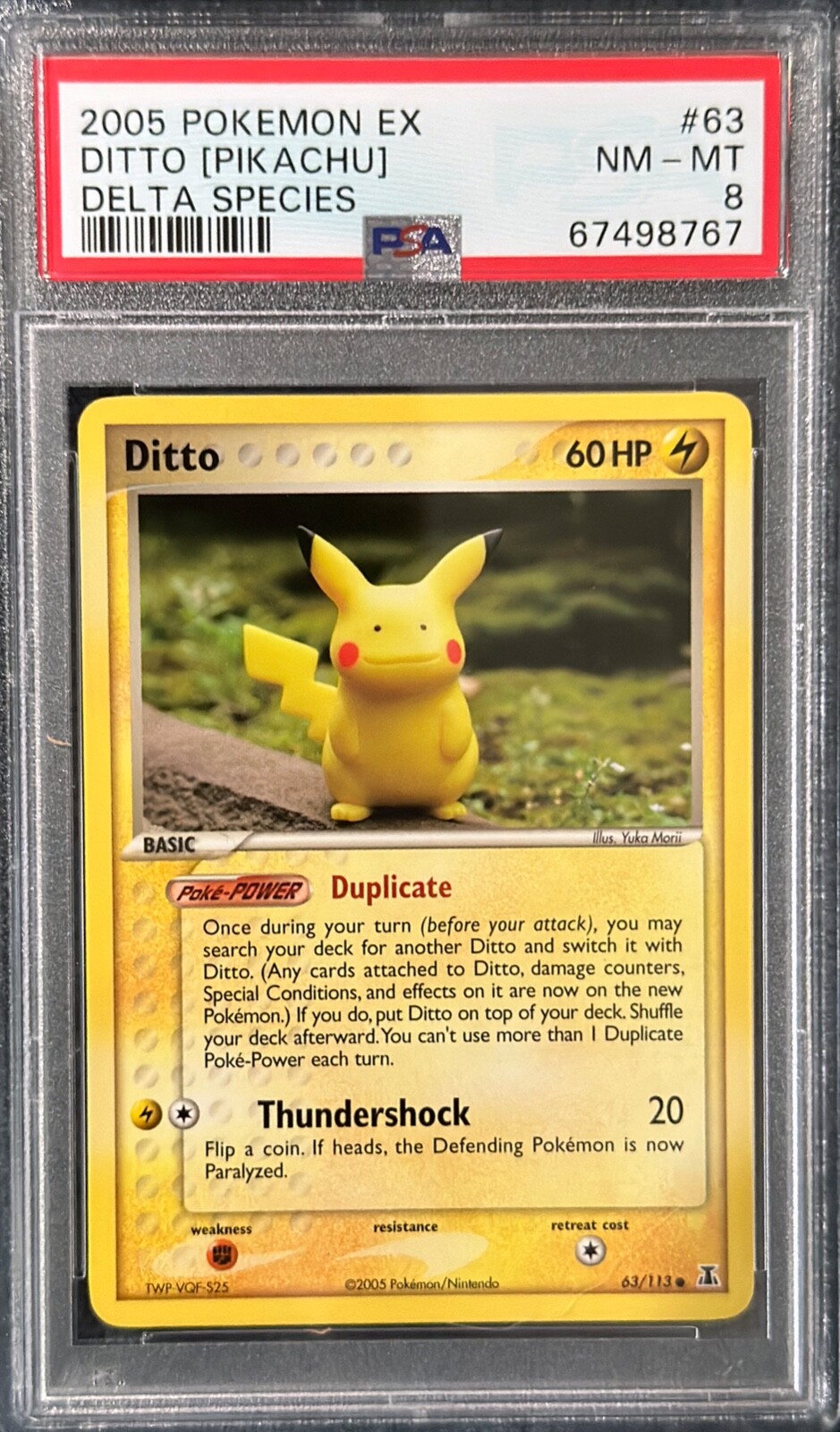 2005 Pokemon EX Delta Species 63 Ditto [Pikachu] PSA 8 NM-MT
