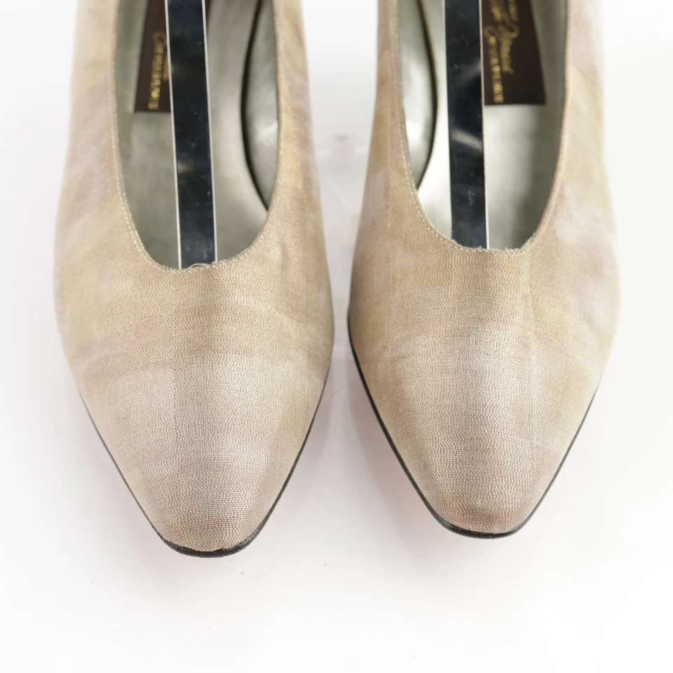 Zapato de vestir de colección Sesto Meucci para mujer talla 8 marfil satinado brillante tacón bloque Foto 3 de 4