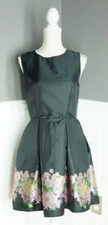 MAX STUDIO Black Floral Cocktail Fit N Flare Dress Size 4