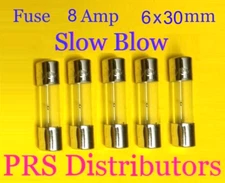 Fuse 8A 250V 6X30mm SLOW BLOW Glass Fuse AGC 8 Amp 250 Volt 5 pieces USA SELLER