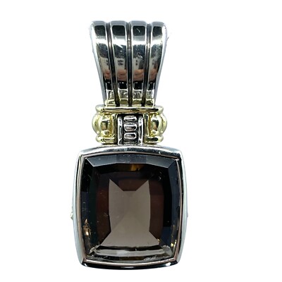 Lagos Caviar Pendant Sterling Silver & 18k Yellow Gold w/ Smokey Quartz
