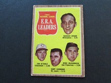 1962 Topps 61 N.L. ERA Leaders Card #56 Warren Spahn, McCormick, Jim O'Toole +