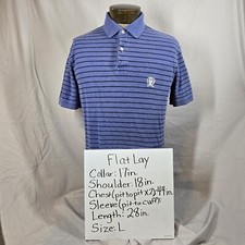 Y2K Tommy Hilfiger Polo Shirt Mens L Blue Striped Embroidered Crest Logo Cotton