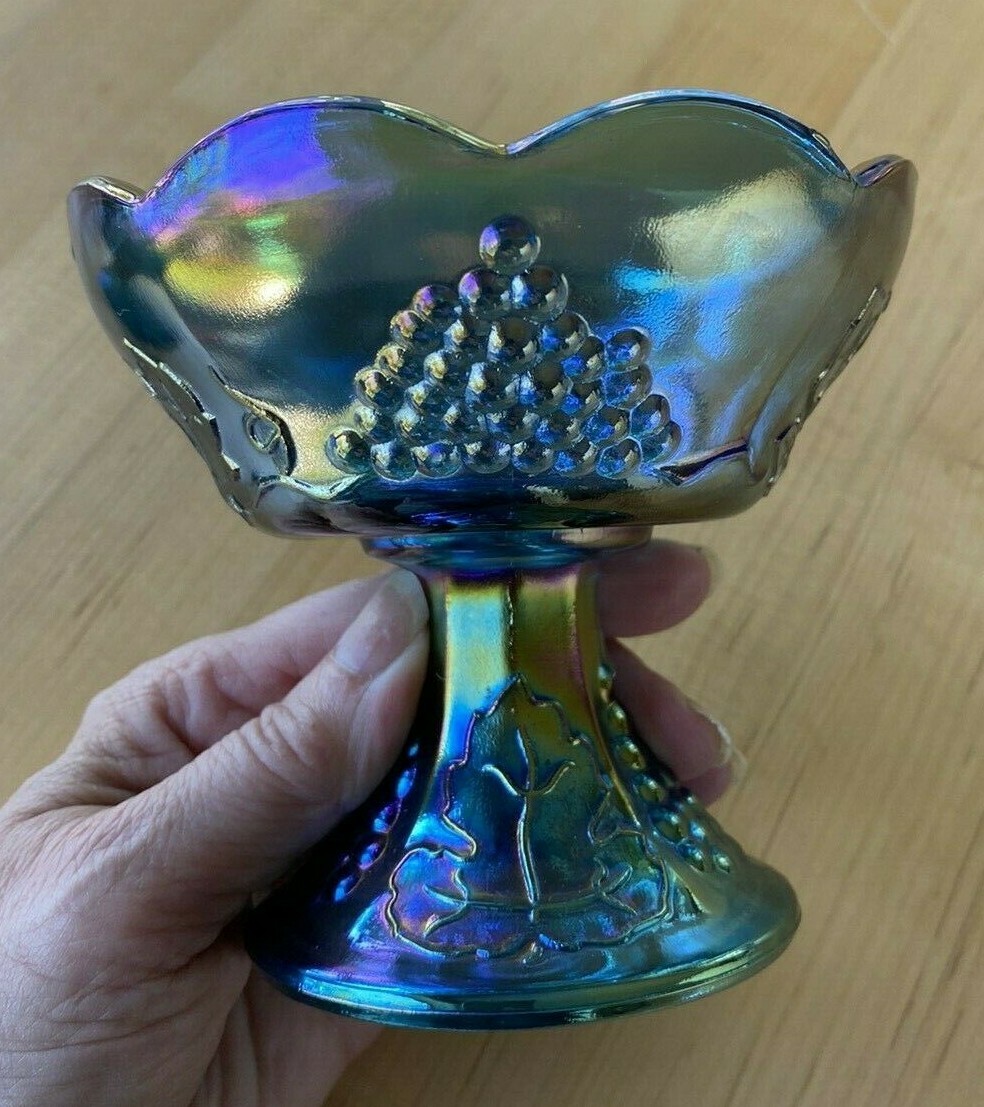 Set of Two Vintage Tiara Iridescent Blue Harvest Grape