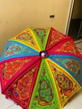 Handmade Peacock Cotton Garden Umbrella Parasol Sunny hand Embroidery Wedding