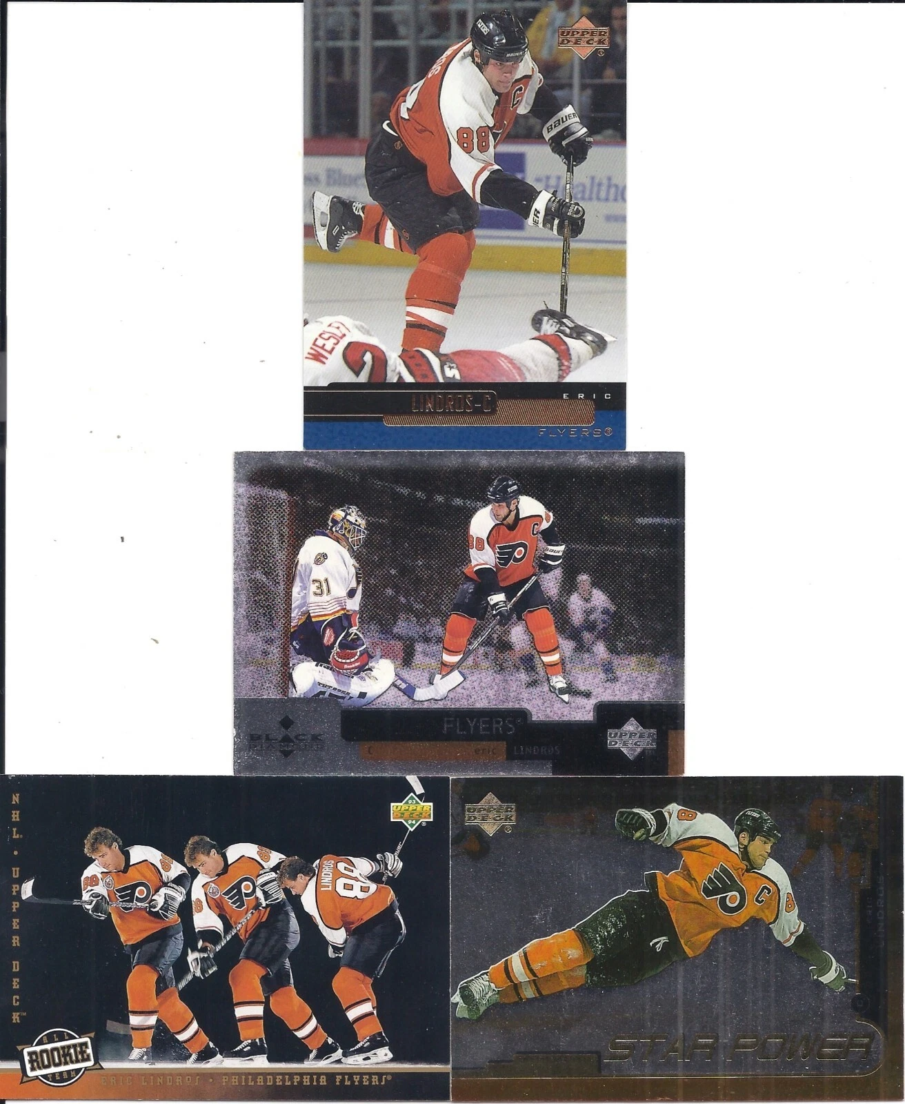 Eric Lindros 1993-94 Upper Deck All Rookie 97-98 Black Dia. 99-00 UD Base & Star