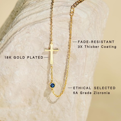 Birthstone Cross Bracelet for Women – Friend Gifts Friendship Gifts Christian Gi - Picture 2 of 6