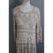 Polo Ralph Lauren Thermal Maxi Dress Womens XL Southwest Crew Beige Long Sleeve