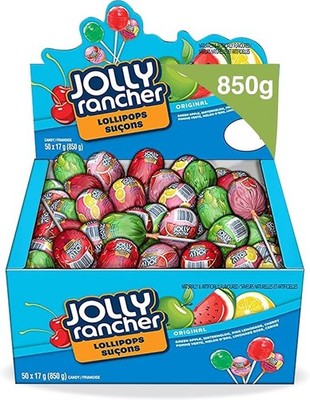 JOLLY RANCHER Candy Lollipops Assortment  850g, 50 Ct, FREE SHIPPING
