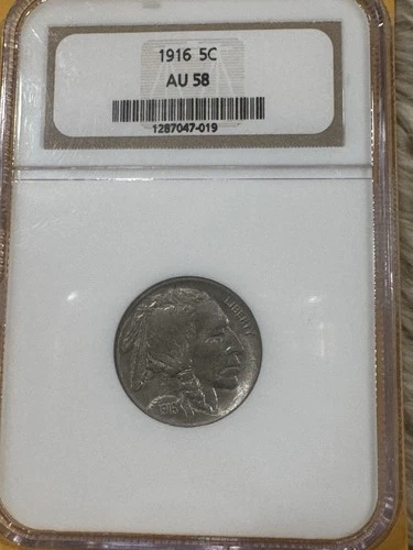 1916 BUFFALO NICKEL - NGC AU58 Old Holder Free Shipping