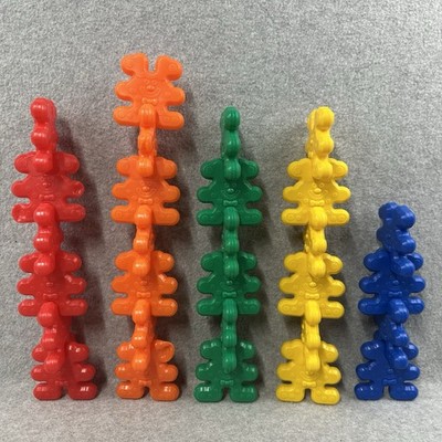 Vintage Snap Link Clown Bunny Building Toy Lot 30pc Preschool Learning Colors