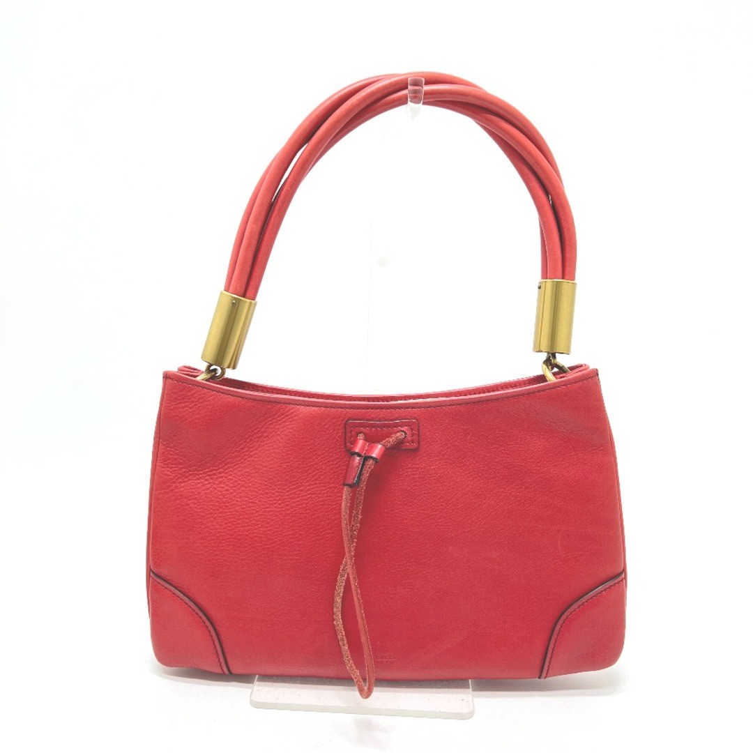 GUCCI Logo Leather Bag Red Gold Women's Used