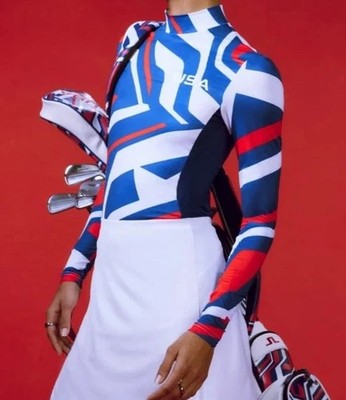 J. LINDEBERG SYLVIE US GOLF RED COMPRESSION TOP AMB WOMEN'S SMALL NWOT