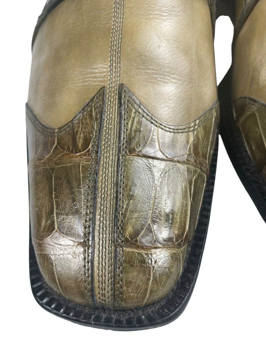 Belvedere Florence VTG Crocodile Dress Shoes Men 12M Olive  display picture 3