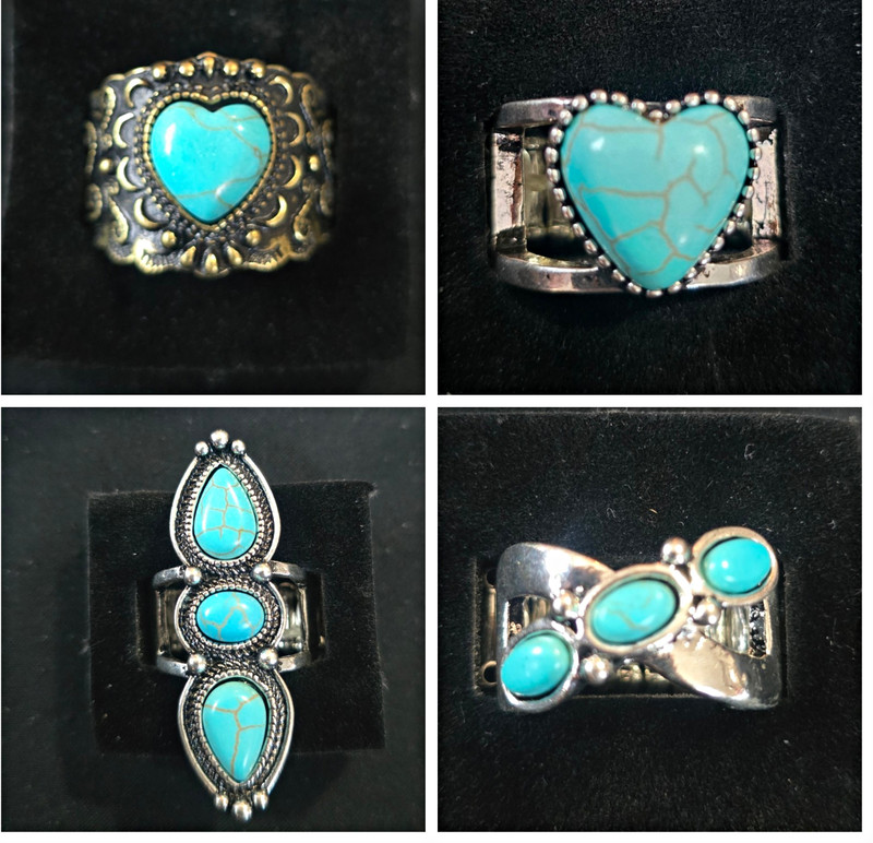 Paparazzi Ring Lot of 4 Adjustable Turquoise Western Boho Statement Rings New 02