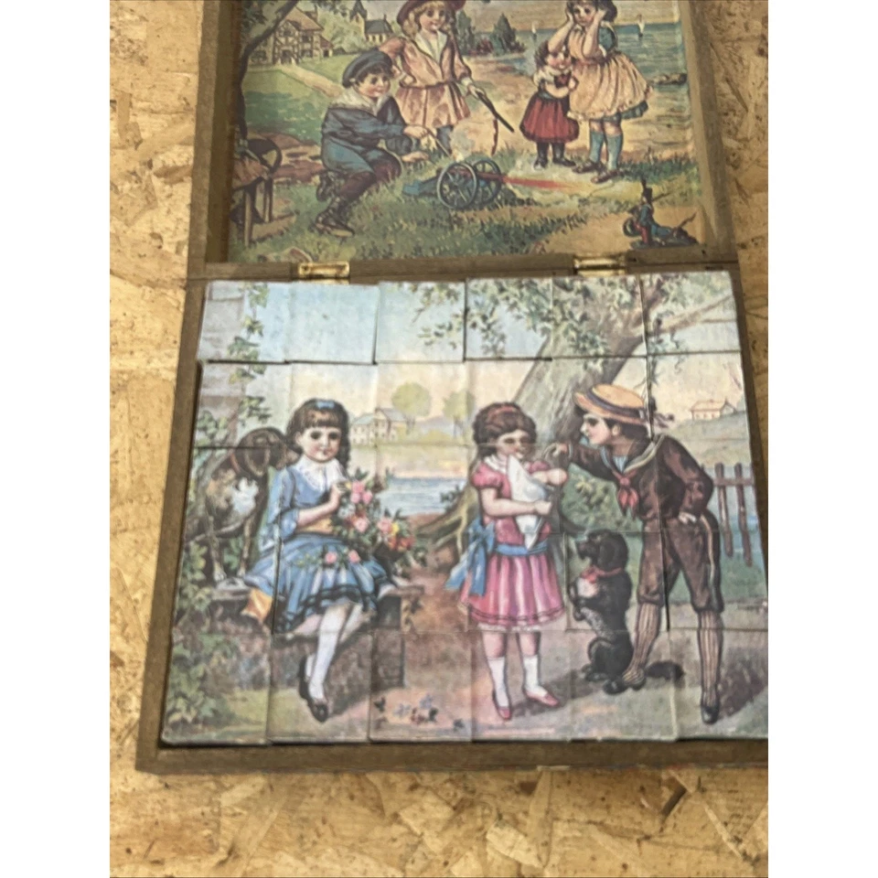Antique children's German puzzle blocks , Complete with Original box . - Image 3 of 4