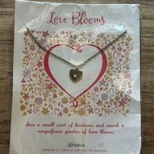 NWT Brighton Love Blooms Reversible Silver Mini Heart Pendant Necklace 16"-18"