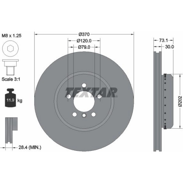 2X Textar 92265325 Bremsscheibe FüR BMW 3 4 F30 F80 F31 F34 F32 F82 F36 F33 F83-image