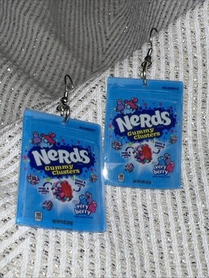  Nerds  Candy Box Drop Earrings-1.25  Plastic -Novelty