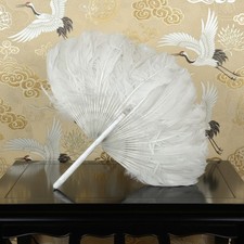 1910s Edwardian Vintage Zhuge Liang Yu-Shan Feather Hand Fan