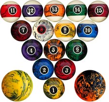 Billiard Balls Pool Balls Billiard Set Marble-Swirl Style 2-1/4" Regulation Size