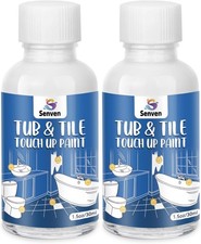 2Pack Tub and Tile Touch Up Paint Kit - High-Gloss White Porcelain Paint for Scr